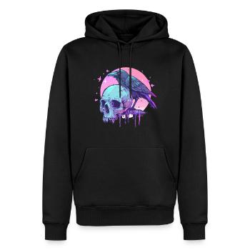 Goth Pastel Creepy Kawaii Skull And Crow Vaporwave - Männer Premium Bio Hoodie - Schwarz - Vorne - Nico (187cm)