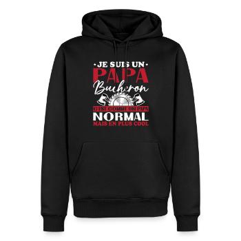 Papa Bûcheron C'est Comme Un Papa Normal - Sweat à capuche Premium bio Homme - noir - Devant - Nico (187cm)