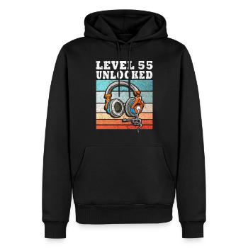 55.Geburtstag - 55 jahre level 55 freigeschaltet - Männer Premium Bio Hoodie - Schwarz - Vorne - Nico (187cm)