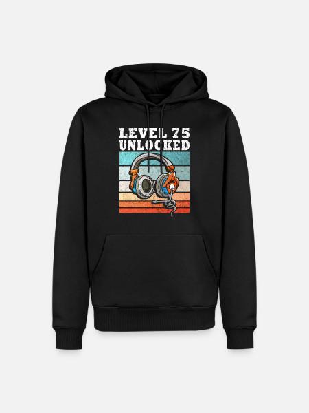 Niveau 75 débloqué - Sweat à capuche Premium bio Homme - noir
