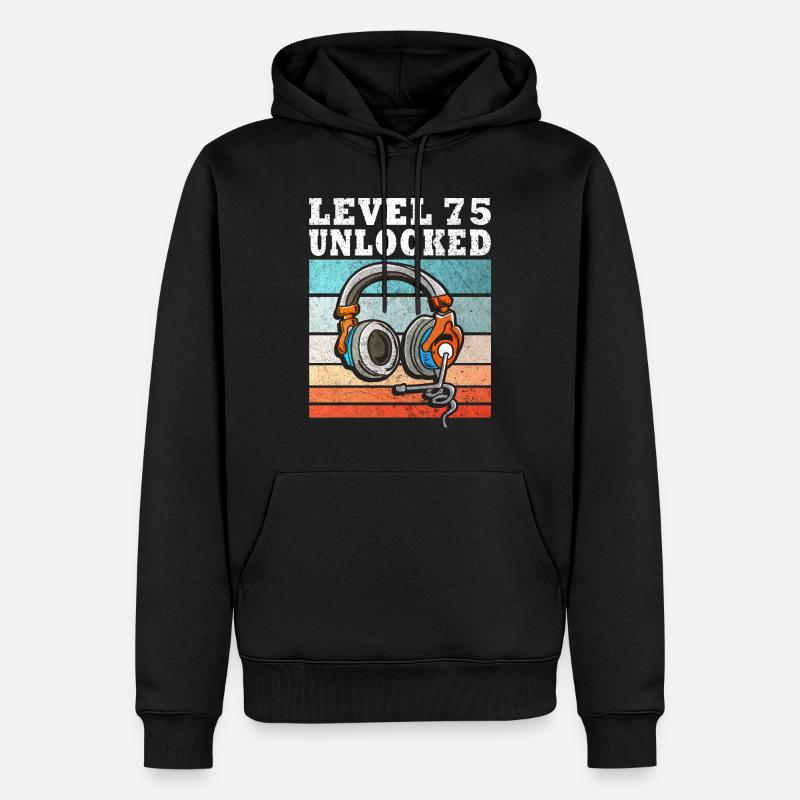 Niveau 75 débloqué - Sweat à capuche Premium bio Homme - noir