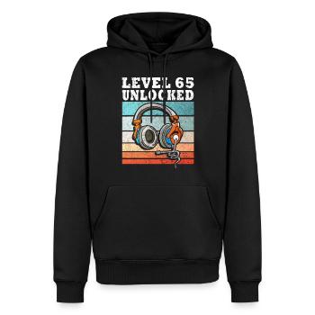 Level 65 Geburtstagsspieler 65 Jahre - Männer Premium Bio Hoodie - Schwarz - Vorne - Nico (187cm)