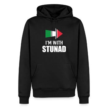 I'm With Stunad Italien Handzeichen Partneroutfit - Männer Premium Bio Hoodie - Schwarz - Vorne - Nico (187cm)