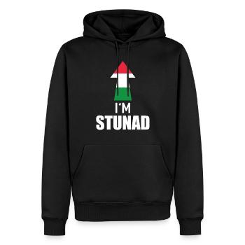 I'm Stunad Italisches Handzeichen Partneroutfit - Männer Premium Bio Hoodie - Schwarz - Vorne - Nico (187cm)