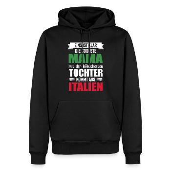 Maman plus jolie fille Italie cadeau - Sweat à capuche Premium bio Homme - noir - Devant - Nico (187cm)