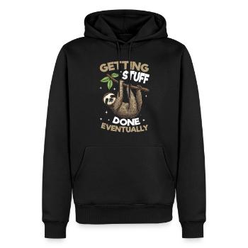 Drôle de paresseux paresseux Faire avancer les choses, finalement - Sweat à capuche Premium bio Homme - noir - Devant - Nico (187cm)