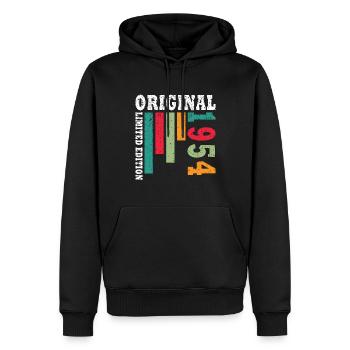Vintage 1954 Birthday Retro 1954 - Men’s Premium Organic Hoodie - black - Front - Nico (187cm)