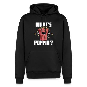 Qu’est-ce que Poppin, Soirée cinéma, Soirée cinéma, Popcorn - Sweat à capuche Premium bio Homme - noir - Devant - Nico (187cm)