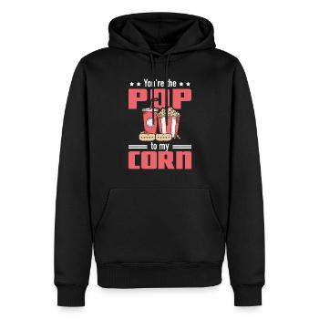 Amateur de pop-corn Pop à ma soirée cinéma de maïs - Sweat à capuche Premium bio Homme - noir - Devant - Nico (187cm)