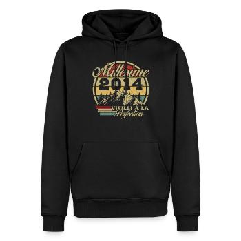 Millésime 2014 - Sweat à capuche Premium bio Homme - noir - Devant - Nico (187cm)
