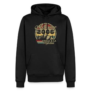 Jahrgang 2006, Jahrgang 2006 Geburtstagsgeschenk - Männer Premium Bio Hoodie - Schwarz - Vorne - Nico (187cm)