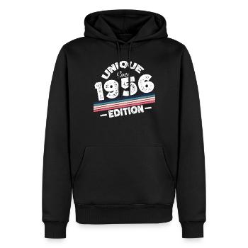 Unique depuis 1956 Edition Anniversaire Millésime 1956 - Sweat à capuche Premium bio Homme - noir - Devant - Nico (187cm)