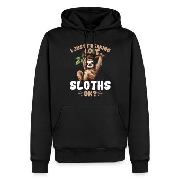Drôle de paresseux J’adore les paresseux, OK ? - Sweat à capuche Premium bio Homme - noir - Devant - Nico (187cm)