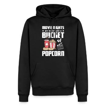 Les soirées cinéma sont meilleures : un seau de pop-corn - Sweat à capuche Premium bio Homme - noir - Devant - Nico (187cm)