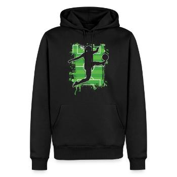 Soccer féminin Soccer féminin Football féminin Soccer féminin - Sweat à capuche Premium bio Homme - noir - Devant - Nico (187cm)