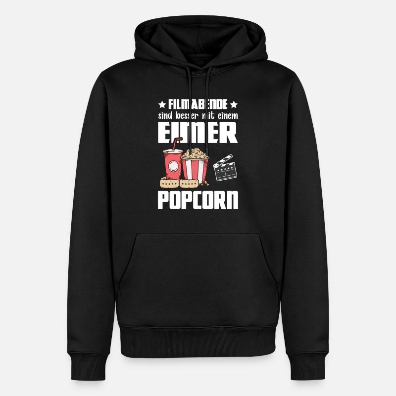 Funny Popcorn - Soirées cinéma Meilleur seau de pop-corn - Sweat à capuche Premium bio Homme - noir