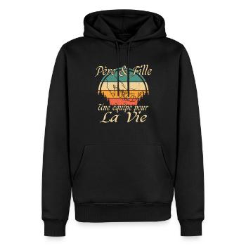 Papa Weihnachtsmann Geschenk Vater und Tochter - Männer Premium Bio Hoodie - Schwarz - Vorne - Nico (187cm)