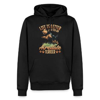 La vie des races de chiens est meilleure avec un Airedale Terrier - Sweat à capuche Premium bio Homme - noir - Devant - Nico (187cm)