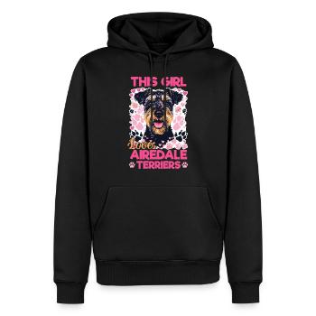 Race de chien Cette fille aime les Airedale Terriers - Sweat à capuche Premium bio Homme - noir - Devant - Nico (187cm)