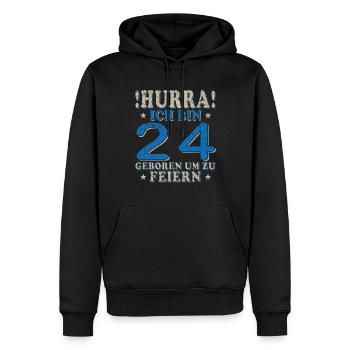 Jahrgang 24 Jahre - Geburtstagsgeschenk 24 Jahre ! - Männer Premium Bio Hoodie - Schwarz - Vorne - Nico (187cm)