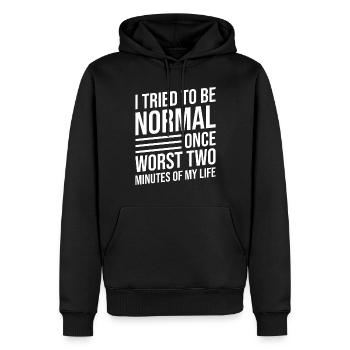J’ai essayé d’être normal une fois que la vie de deux minutes a été pire - Sweat à capuche Premium bio Homme - noir - Devant - Nico (187cm)