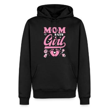 Maman dit fille Baby Shower sexe révéler cadeau - Sweat à capuche Premium bio Homme - noir - Devant - Nico (187cm)