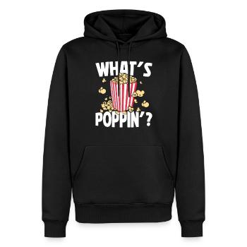 Qu’est-ce que Poppin, Soirée cinéma, Soirée cinéma, Popcorn - Sweat à capuche Premium bio Homme - noir - Devant - Nico (187cm)