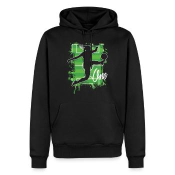 Footballeur Football 1er anniversaire - Sweat à capuche Premium bio Homme - noir - Devant - Nico (187cm)