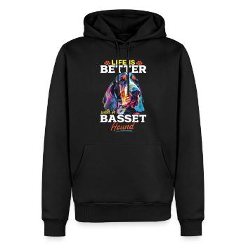 Dog Breed Life is Better with a Basset Hound - Männer Premium Bio Hoodie - Schwarz - Vorne - Nico (187cm)