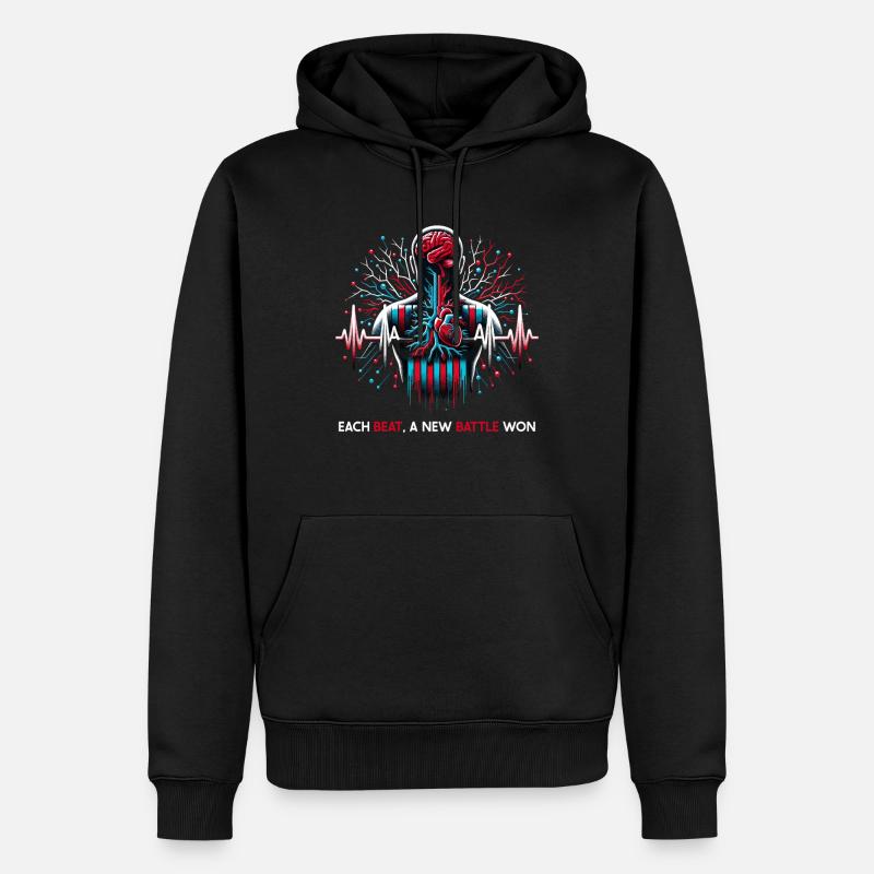 Sensibilisation aux survivants d'un AVC - Sweat à capuche Premium bio Homme - noir