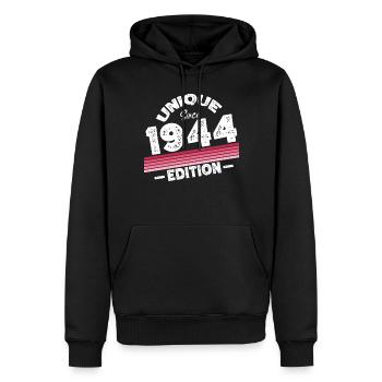 Unique depuis 1944 Edition Anniversaire Vintage 1944 - Sweat à capuche Premium bio Homme - noir - Devant - Nico (187cm)