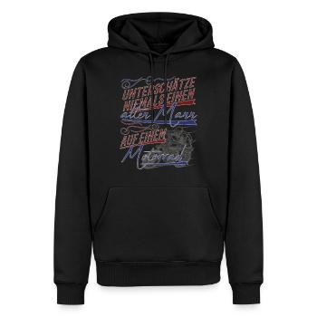 Alter Mann Lustiger Spruch Motorrad Vintage - Männer Premium Bio Hoodie - Schwarz - Vorne - Nico (187cm)