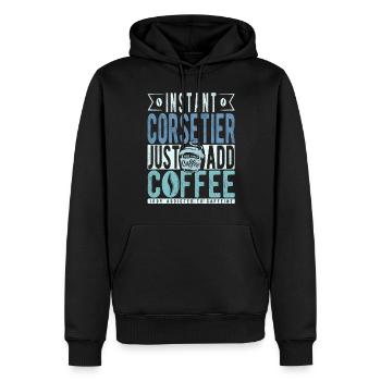 Instant-Korsett, einfach Kaffee hinzufügen - Männer Premium Bio Hoodie - Schwarz - Vorne - Nico (187cm)