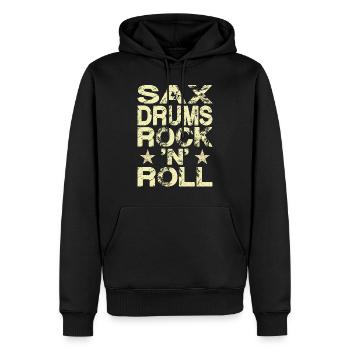 Saxophone Batterie Rock 'N' Roll - Sweat à capuche Premium bio Homme - noir - Devant - Nico (187cm)