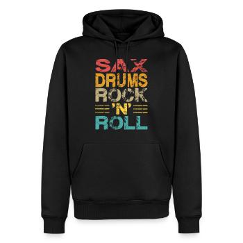 Saxophone Batterie Rock 'N' Roll - Sweat à capuche Premium bio Homme - noir - Devant - Nico (187cm)