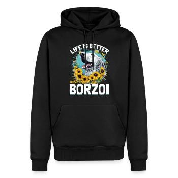 Borzoi Dog Breed Life is Better with a Borzoi - Männer Premium Bio Hoodie - Schwarz - Vorne - Nico (187cm)