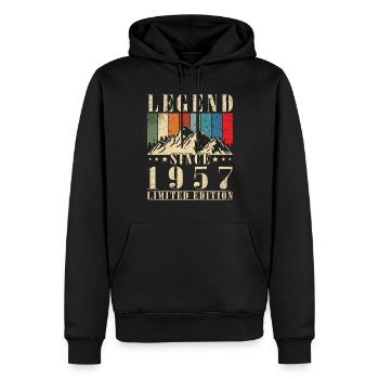 Retro 1957 Geburtstagsgeschenk. Jahrgang 1957. - Männer Premium Bio Hoodie - Schwarz - Vorne - Nico (187cm)