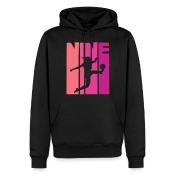 Footballeur Football 9ème Anniversaire - Sweat à capuche Premium bio Homme - noir - Devant - Nico (187cm)