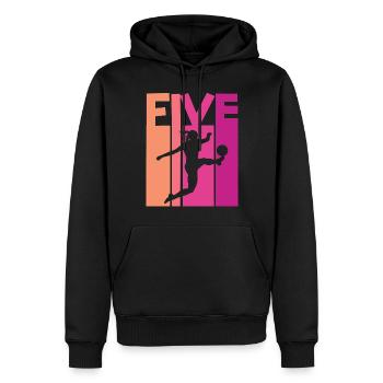 Footballeur Football 5ème Anniversaire - Sweat à capuche Premium bio Homme - noir - Devant - Nico (187cm)