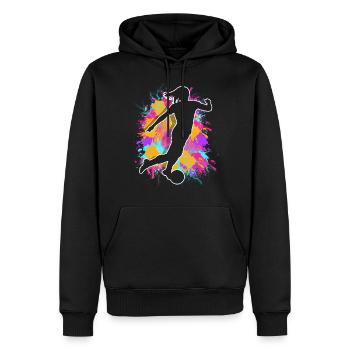 Soccer féminin Soccer féminin Football féminin Soccer féminin - Sweat à capuche Premium bio Homme - noir - Devant - Nico (187cm)