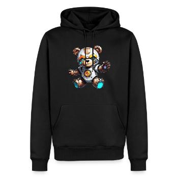 Robot ours en peluche cyberpunk - Sweat à capuche Premium bio Homme - noir - Devant - Nico (187cm)