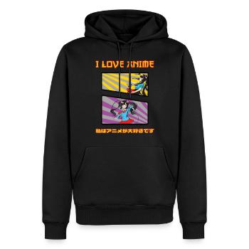 Anime I love lustiger Spruch - Männer Premium Bio Hoodie - Schwarz - Vorne - Nico (187cm)