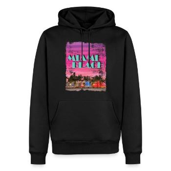 Miami Beach 80's Retro Vaporwave - Men’s Premium Organic Hoodie - black - Front - Nico (187cm)