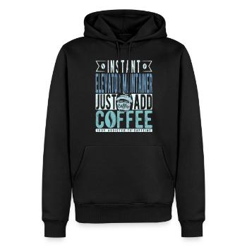Sofortiger Aufzugswartungs-Wartung: Fügen Sie einfach Kaffee hinzu - Männer Premium Bio Hoodie - Schwarz - Vorne - Nico (187cm)