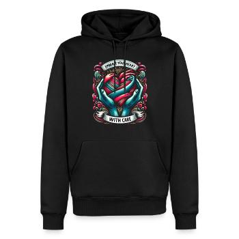 Gesunder Herzschlag Februar-herzbewusstsein - Männer Premium Bio Hoodie - Schwarz - Vorne - Nico (187cm)