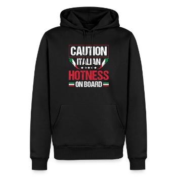 Chaleur italienne à bord Italie Nationalité - Sweat à capuche Premium bio Homme - noir - Devant - Nico (187cm)