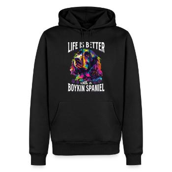 La vie est meilleure avec un épagneul Boykin - Sweat à capuche Premium bio Homme - noir - Devant - Nico (187cm)