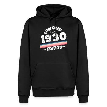 Unique depuis les années 1930 édition anniversaire Vintage des années 1930 - Sweat à capuche Premium bio Homme - noir - Devant - Nico (187cm)