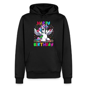 Anniversaire Licorne Joyeux anniversaire Enfants Confettis - Sweat à capuche Premium bio Homme - noir - Devant - Nico (187cm)