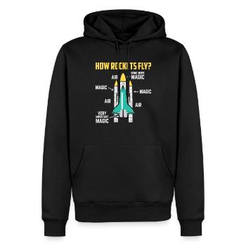 How Rockets Fly Magic Air Space Shuttle Geschenk - Männer Premium Bio Hoodie - Schwarz - Vorne - Nico (187cm)